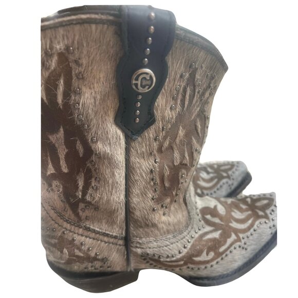 AwEsOmE CORRAL Ankle Boots! Calf Hair*studs* snip toe* 8 - Picture 2 of 9